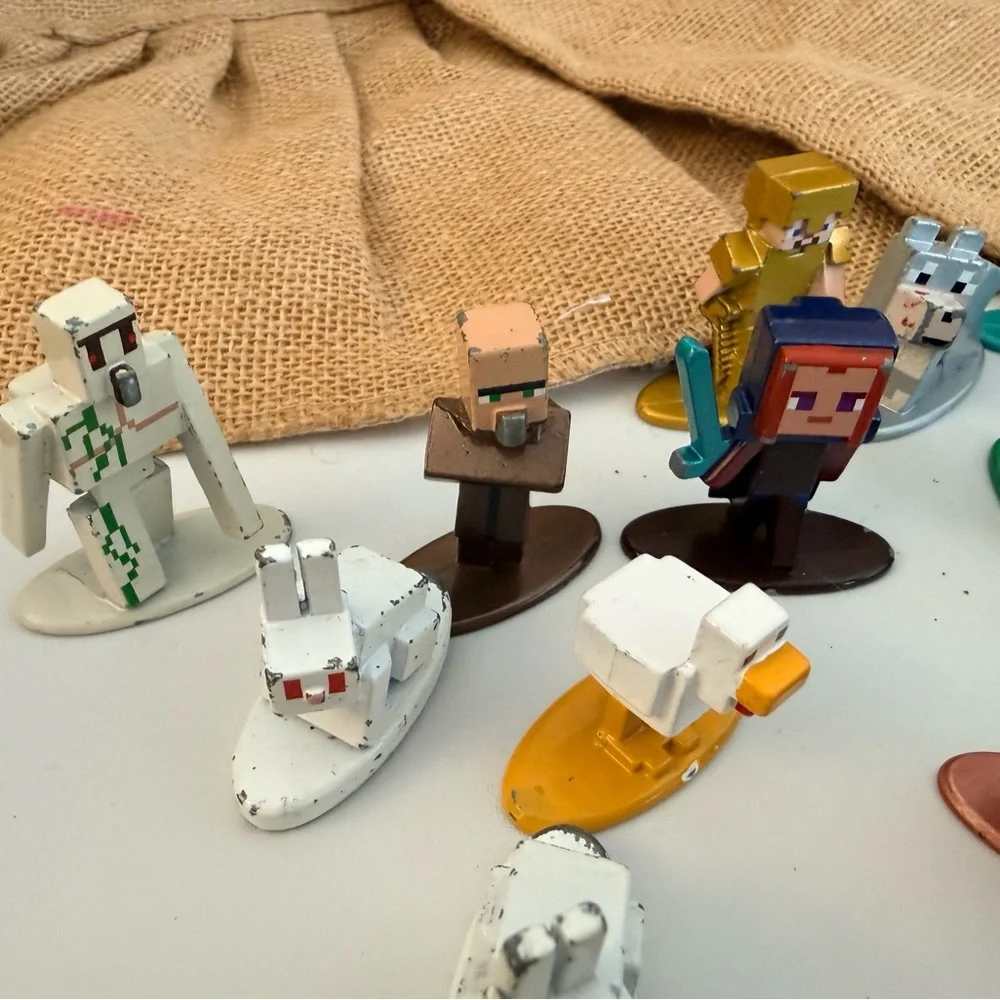 Mojang Minecraft Mini Metal Figures Jada Toys Inc. Lot Of 27 Used People Animals